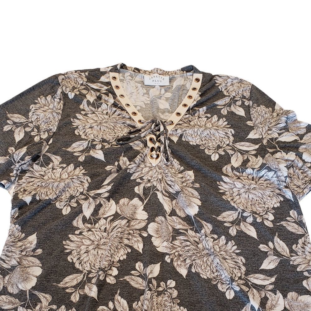 Janette Plus USA V-Neck With Tie Collar Blouse Women's Size Large - Picture 3 of 8